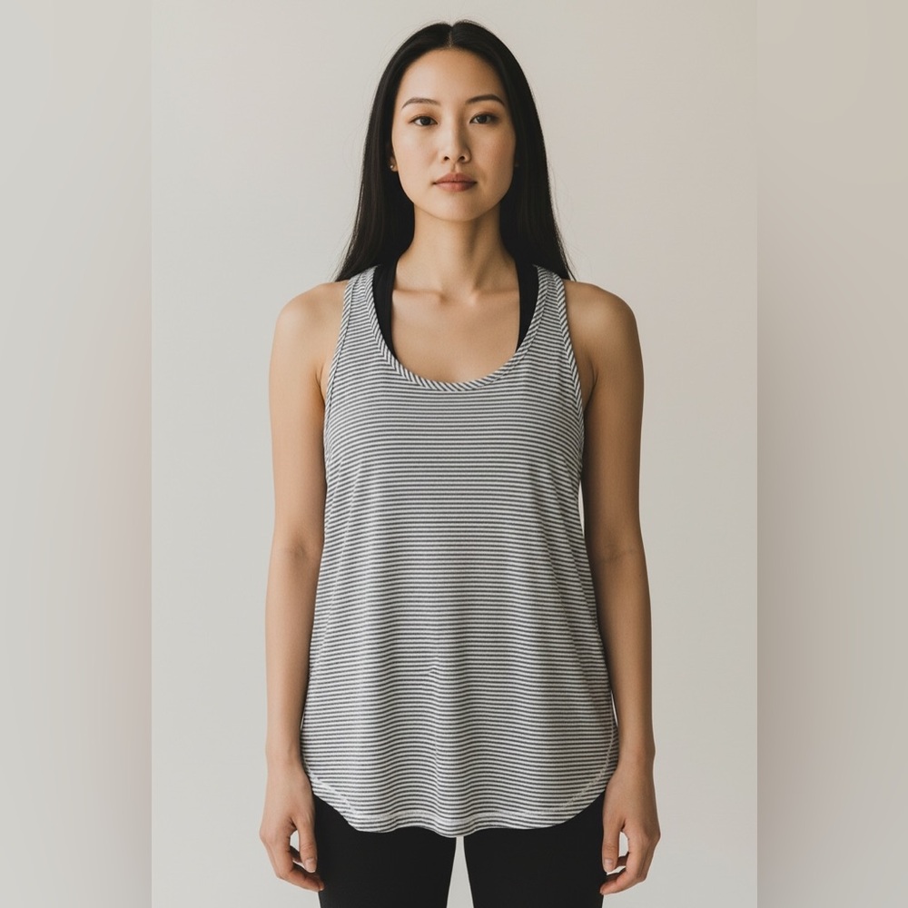 Champion Black & White Stripe Strappy Back Tank Size XL